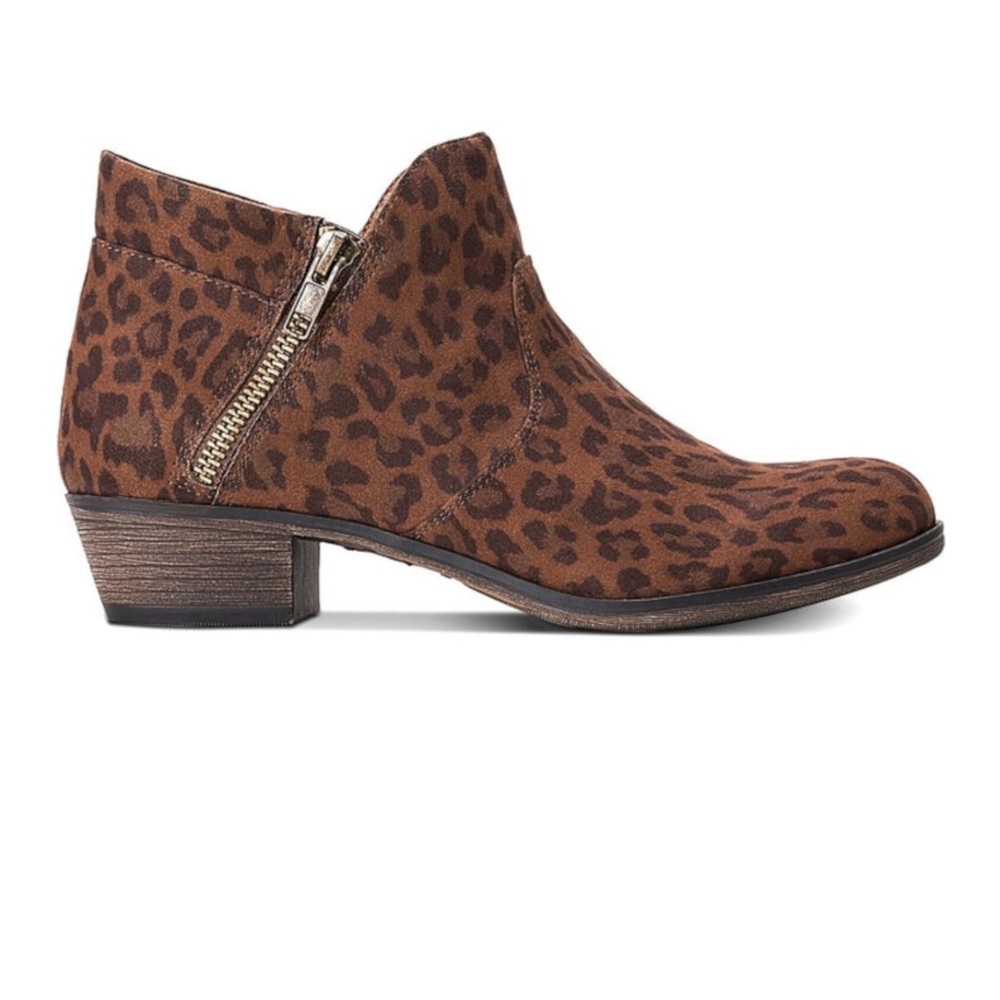 AMERICAN RAG Brown Animal Print Abby Round Toe Block Heel Booties